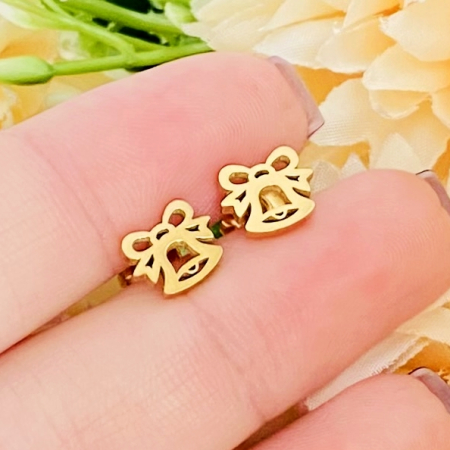 Cercei Mini Clopotei Craciun - Otel Inoxidabil, Cercei Surub, Cercei Dama, Bijuterii Inox [5]