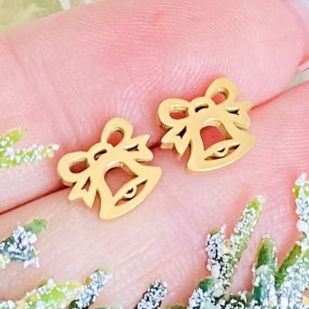 Cercei Mini Clopotei Craciun - Otel Inoxidabil, Cercei Surub, Cercei Dama, Bijuterii Inox [7]