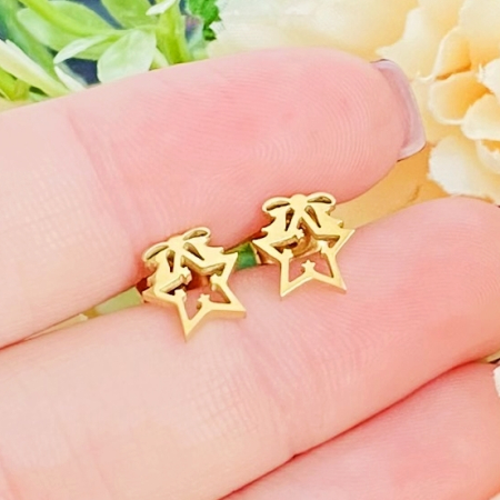 Cercei Mini Stea Craciun - Otel Inoxidabil, Cercei Surub, Cercei Dama, Bijuterii Inox [8]