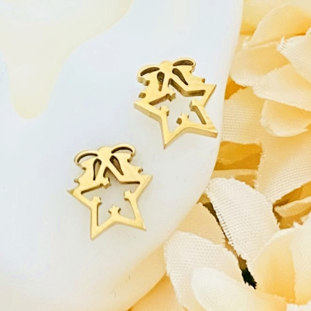 CRACIUN - Cercei Mini Stea Craciun - Otel Inoxidabil, Cercei Surub, Cercei Dama, Bijuterii Inox