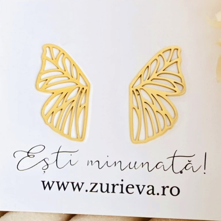 Cercei Aripi Fluturi - Otel Inoxidabil, Cercei Surub, Cercei Dama, Bijuterii Inox [5]