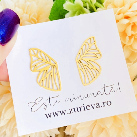 Cercei Aripi Fluturi - Otel Inoxidabil, Cercei Surub, Cercei Dama, Bijuterii Inox [9]