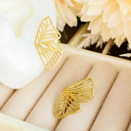 Cercei Aripi Fluturi - Otel Inoxidabil, Cercei Surub, Cercei Dama, Bijuterii Inox [8]