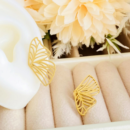 Cercei Aripi Fluturi - Otel Inoxidabil, Cercei Surub, Cercei Dama, Bijuterii Inox [4]