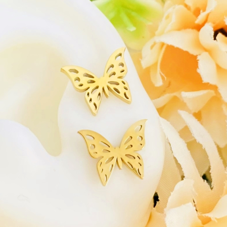 Cercei Mini Fluturi - Otel Inoxidabil, Cercei Surub, Cercei Dama, Bijuterii Inox [2]
