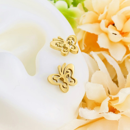 Cercei Mini Fluturasi - Otel Inoxidabil, Cercei Surub, Cercei Dama, Bijuterii Inox [5]