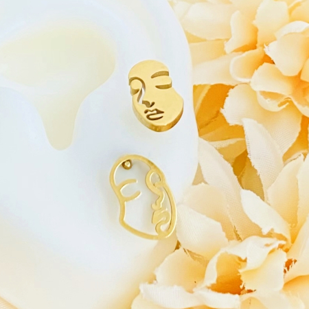 Cercei Mini Faces - Otel Inoxidabil, Cercei Surub, Cercei Dama, Bijuterii Inox [7]