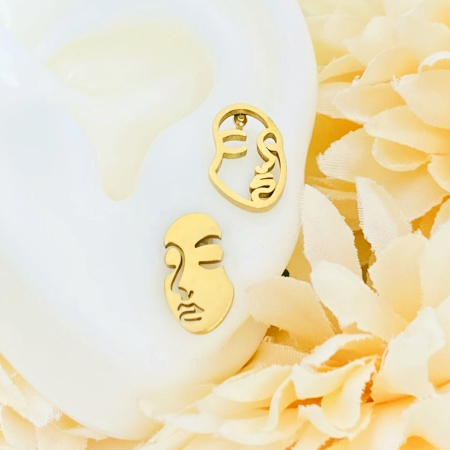 CERCEI Otel Inoxidabil - Cercei Mini Faces - Otel Inoxidabil, Cercei Surub, Cercei Dama, Bijuterii Inox