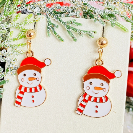 BIJUTERII - Cercei Om Zapada Caciula Rosie, Cercei Craciun Secret Santa, Cercei Dama
