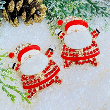 BIJUTERII - Cercei Mos Craciun Grasut, Cercei Secret Santa, Cercei Dama