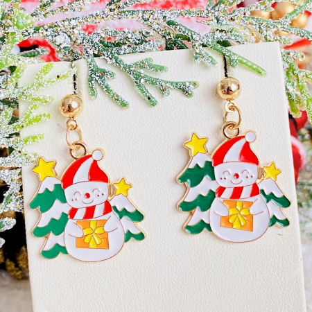 BIJUTERII - Cercei Om Zapada Brad Craciun, Cercei Craciun Secret Santa, Cercei Dama