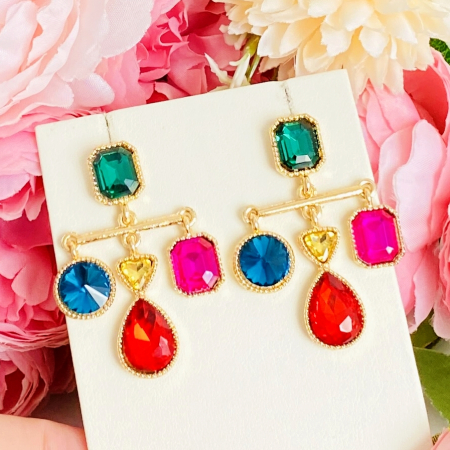 Cercei Lungi Cristale Colorate, Cercei Dama, Bijuterii Femei [1]