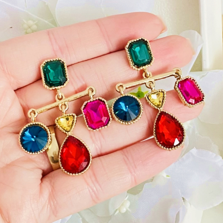 Cercei Lungi Cristale Colorate, Cercei Dama, Bijuterii Femei [2]