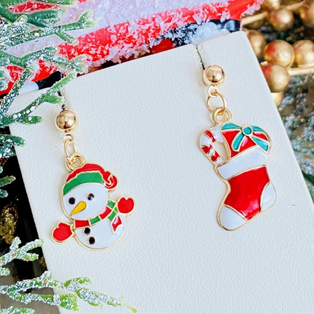 BIJUTERII - Cercei Om Zapada Soseta, Cercei Craciun Secret Santa, Cercei Dama
