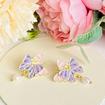 Cercei Fluturi Roz & Mov, Cercei Dama, Bijuterii Femei [4]