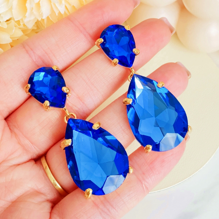 Cercei Lungi Cristale Albastre, Cercei Dama, Bijuterii Femei [1]