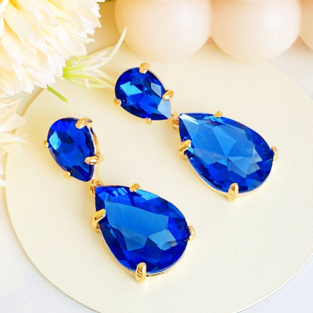 Cercei Lungi Cristale Albastre, Cercei Dama, Bijuterii Femei [0]