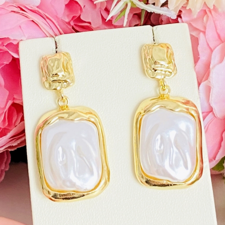 Cercei Lungi Aurii Albi, Cercei Dama, Bijuterii Femei [3]