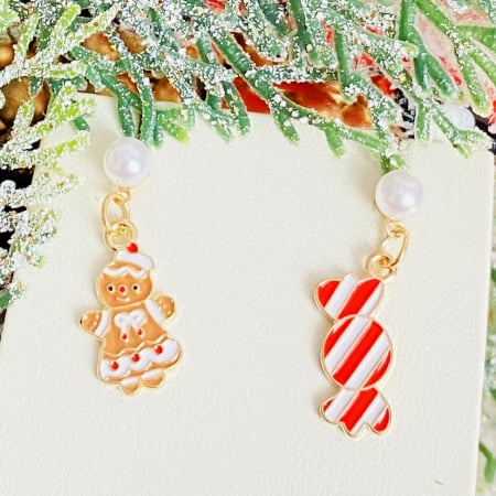 BIJUTERII - Cercei Turta Dulce Bomboana, Cercei Craciun Secret Santa, Cercei Dama