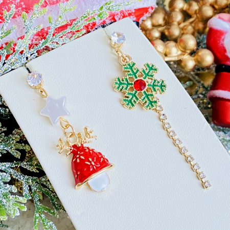 Cercei Asimetrici Fulg Nea & Caciula, Cercei Secret Santa, Cercei Dama [2]
