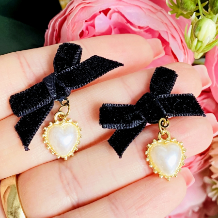 Cercei Funde Negre & Inimi, Cercei Lungi Dama, Bijuterii Femei [3]