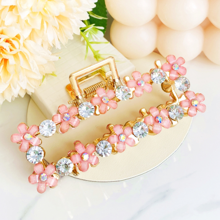 Clama Flori Roz, Agrafa de Par, Accesorii Par, Clama metal [7]