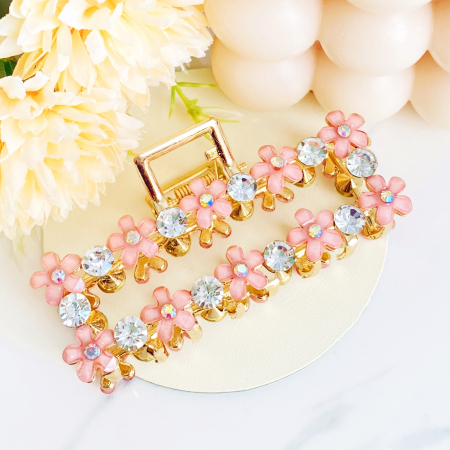 Clama Flori Roz, Agrafa de Par, Accesorii Par, Clama metal [1]