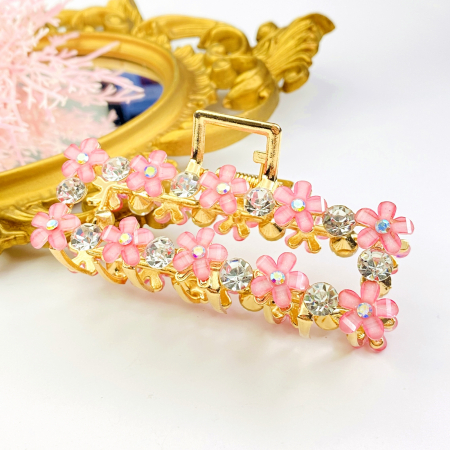 Clama Flori Roz, Agrafa de Par, Accesorii Par, Clama metal [5]