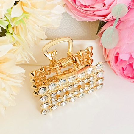 Clama Par Aurie Mini - Dreptunghi Cristale, Accesorii Par, Clame de Par [5]