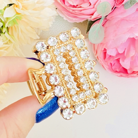 Clama Par Aurie Mini - Dreptunghi Cristale, Accesorii Par, Clame de Par [4]