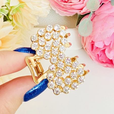 Clama Par Aurie Mini - Fundita Cristale, Accesorii Par, Clame de Par [2]