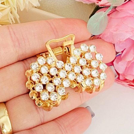 Clama Par Aurie Mini - Fundita Cristale, Accesorii Par, Clame de Par [1]