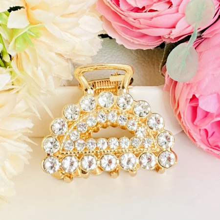 ACCESORII PAR - Clama Par Aurie Mini - Trapez Cristale, Accesorii Par, Clame de Par