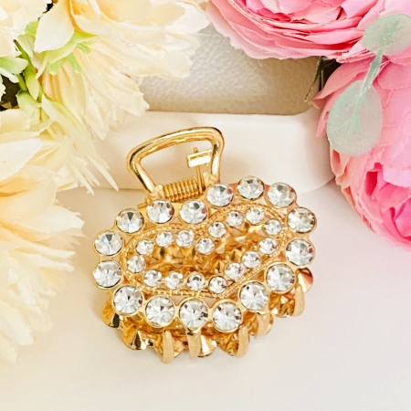 Clama Par Aurie Mini - Inima Cristale, Accesorii Par, Clame de Par [4]