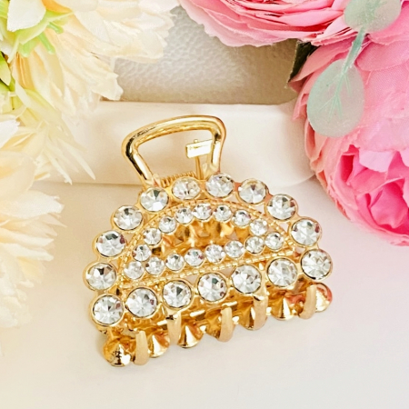 Clama Par Aurie Mini - Trapez Cristale, Accesorii Par, Clame de Par [4]