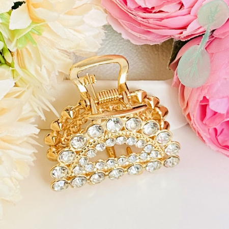 Clama Par Aurie Mini - Trapez Cristale, Accesorii Par, Clame de Par [3]