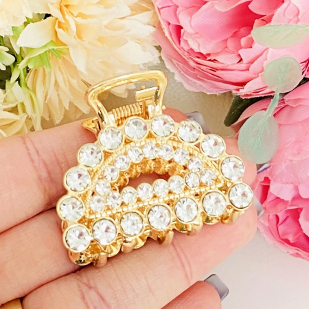 Clama Par Aurie Mini - Trapez Cristale, Accesorii Par, Clame de Par [1]