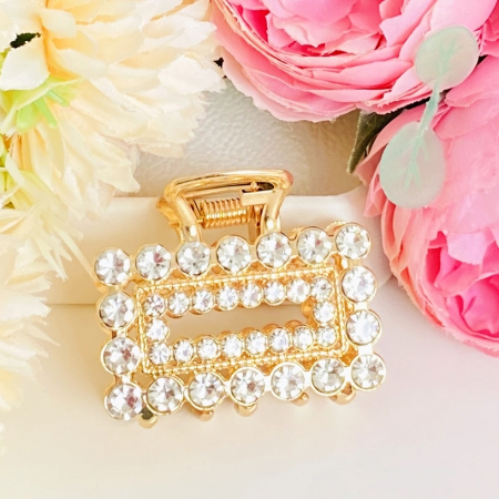 ACCESORII PAR - Clama Par Aurie Mini - Dreptunghi Cristale, Accesorii Par, Clame de Par