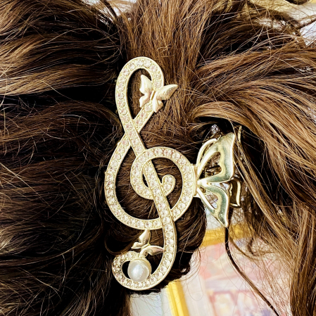 Clama Par Cheie Sol Cristale, Agrafa de Par, Accesorii Par, Clame Par [8]