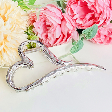 Clama Par Inima Argintie, Agrafa de Par, Accesorii Par, Clama metal [4]