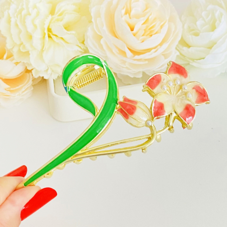 Clama Par Floare Somon, Accesorii Par, Clama Flori [5]