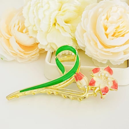 ACCESORII PAR - Clama Par Floare Somon, Accesorii Par, Clama Flori
