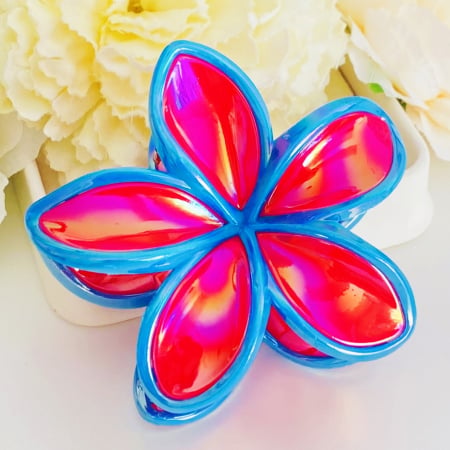 ACCESORII PAR - Clama Par Floare Roz Albastru, Accesorii Par, Clama Flori