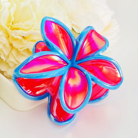 Clama Par Floare Roz Albastru, Accesorii Par, Clama Flori [4]