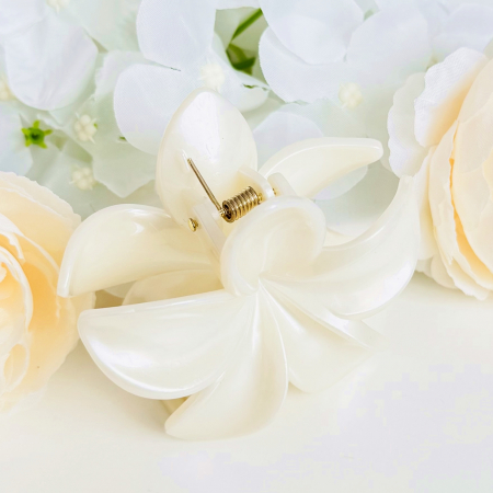 Clama Par Floare Alba, Accesorii Par, Clama Flori [3]