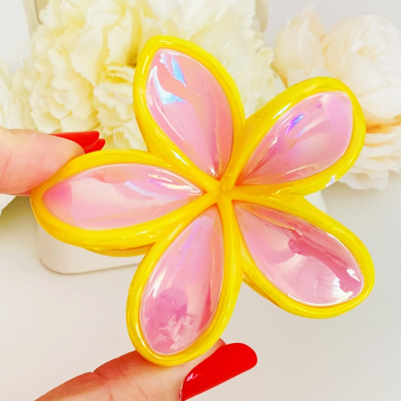 Clama Par Floare Roz Galben, Accesorii Par, Clama Flori [1]