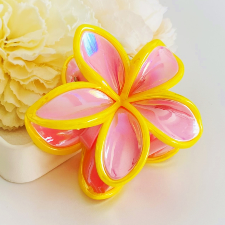 Clama Par Floare Roz Galben, Accesorii Par, Clama Flori [3]