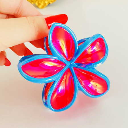Clama Par Floare Roz Albastru, Accesorii Par, Clama Flori [3]