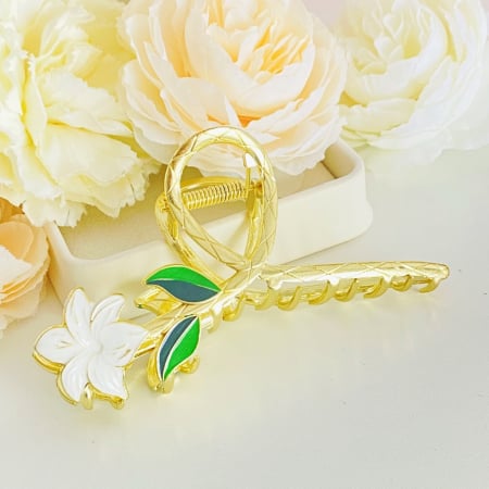 ACCESORII PAR - Clama Par Floare Alba Accesorii Par, Clama Flori