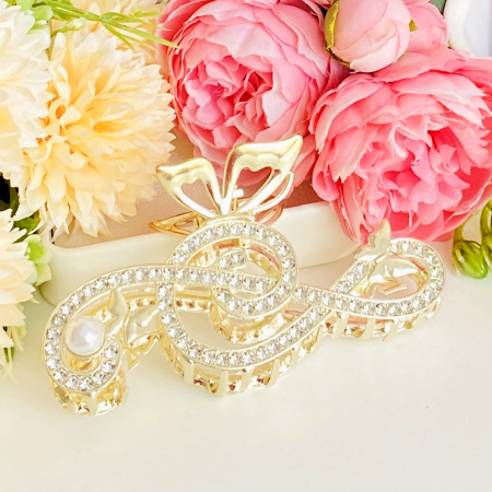 Clama Par Cheie Sol Cristale, Agrafa de Par, Accesorii Par, Clame Par [3]